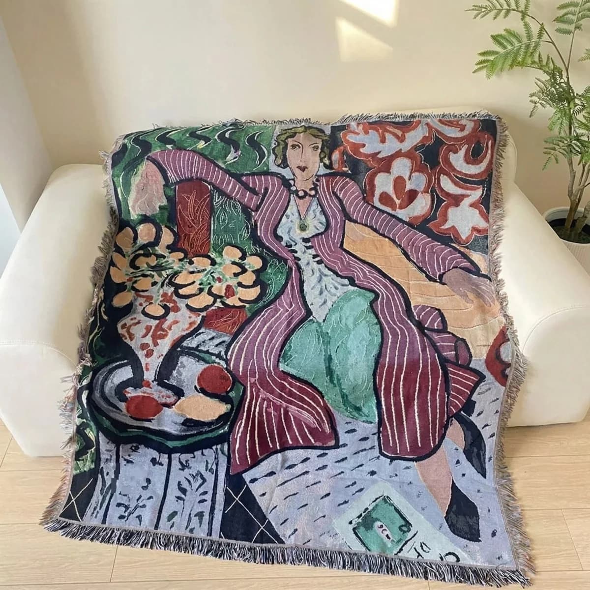 Vävd tapetfilt i Matisse-stil för väggdekoration