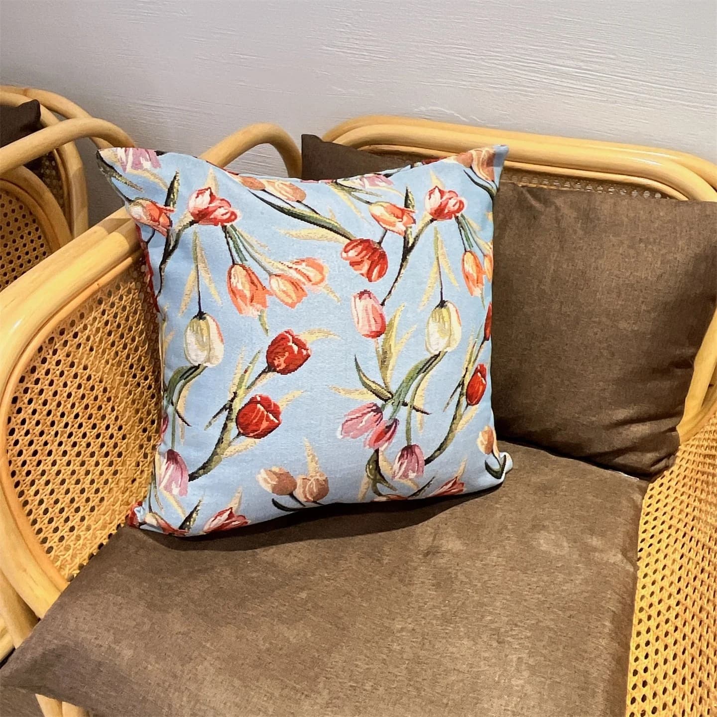 Jacquard-kuddfodral i amerikansk lantstil för soffa