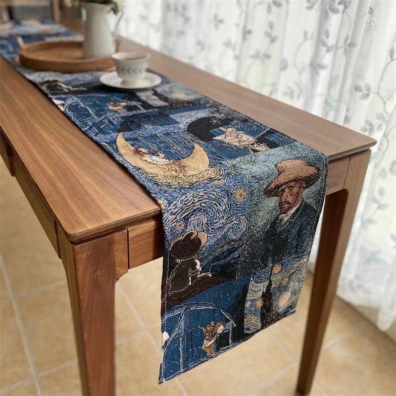 Bordlöpare i Van Gogh-stil, bomull och linne