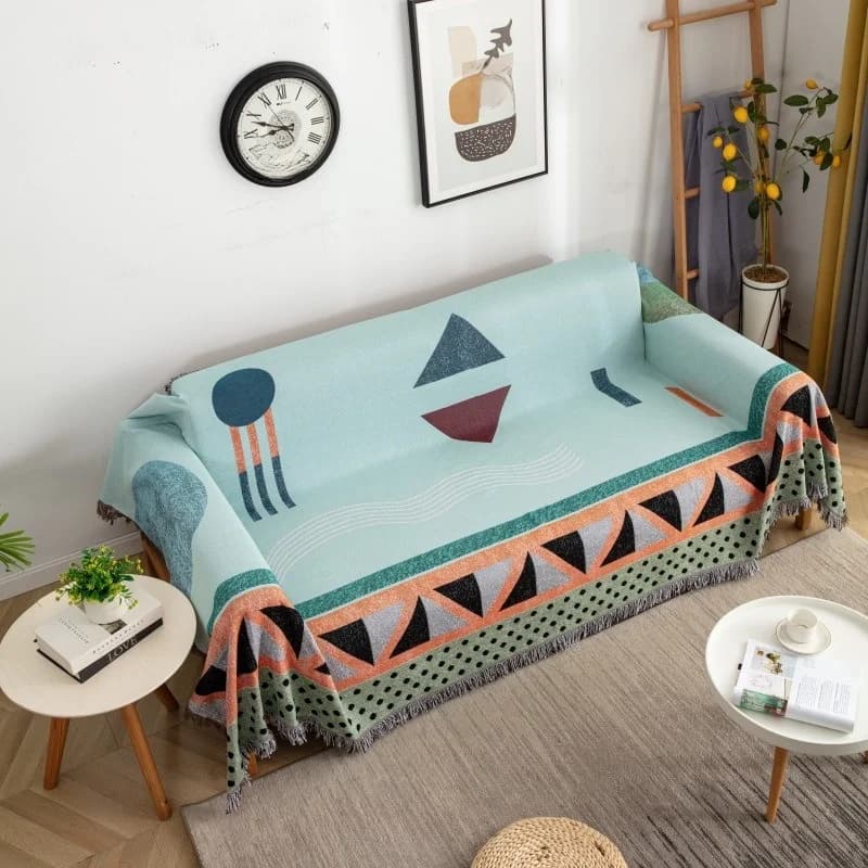Soffapläd med geometriskt mönster