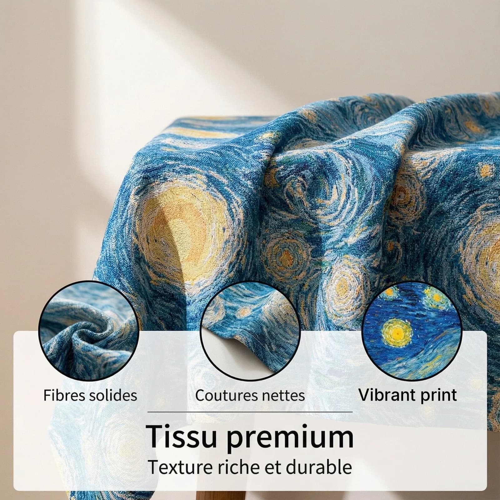 Bordlöpare och dukdekoration med jacquardväv i stjärnnattsmönster
