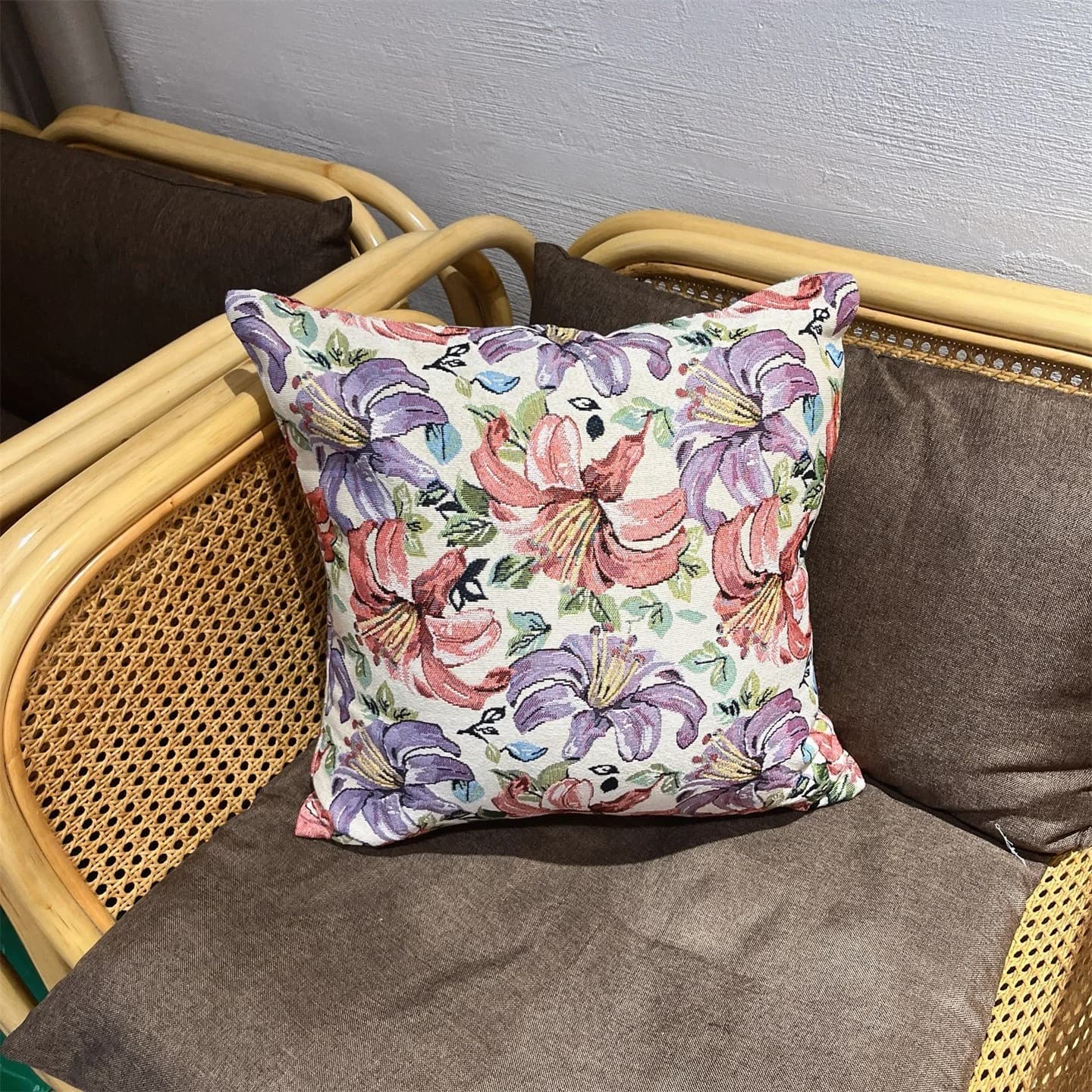 Jacquard-kuddfodral i amerikansk lantstil för soffa
