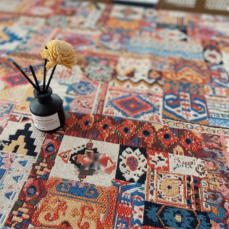Retro bohemisk duk i jacquard med geometriskt mönster