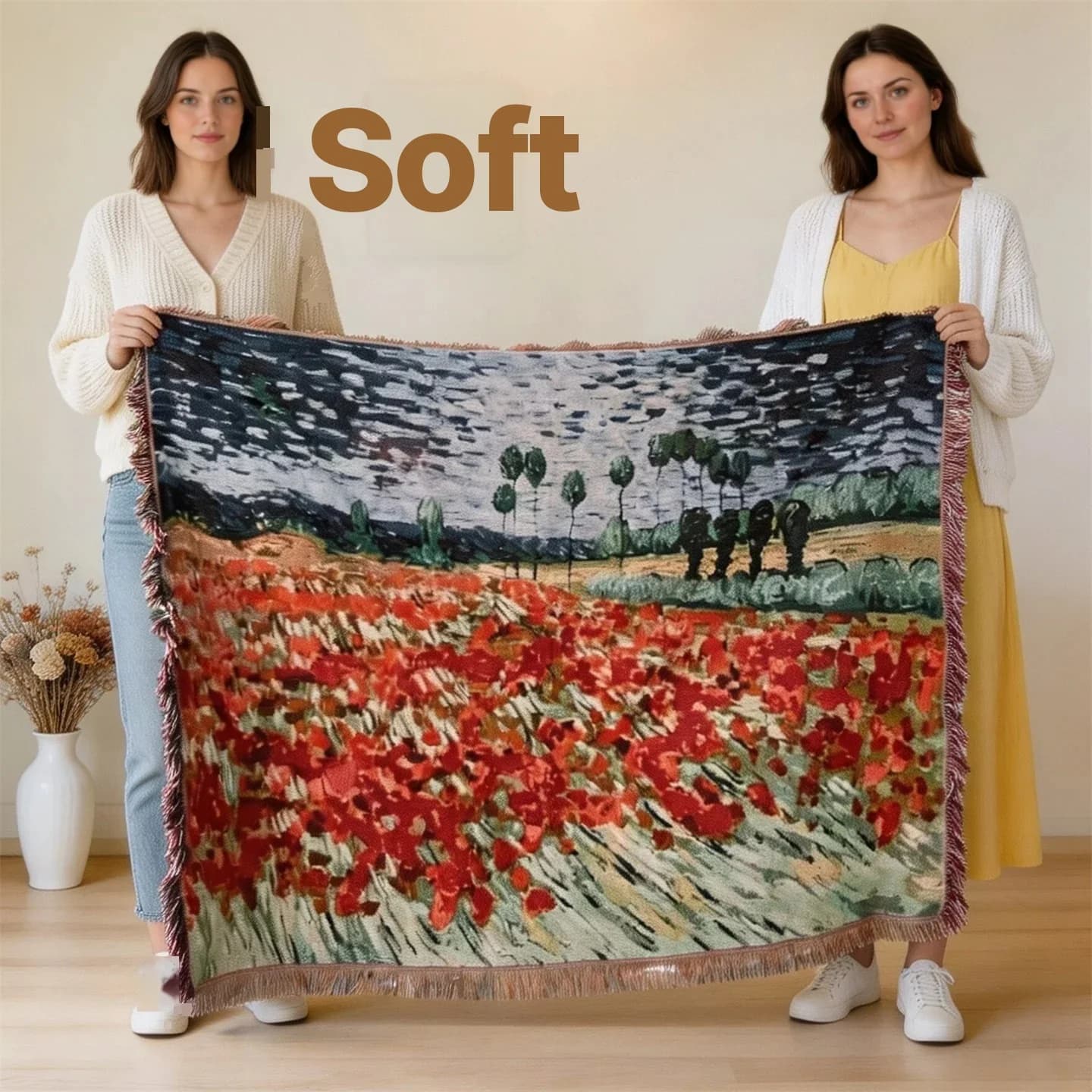 Van Gogh-inspirerad tapetväv, filt för soffa och väggdekoration