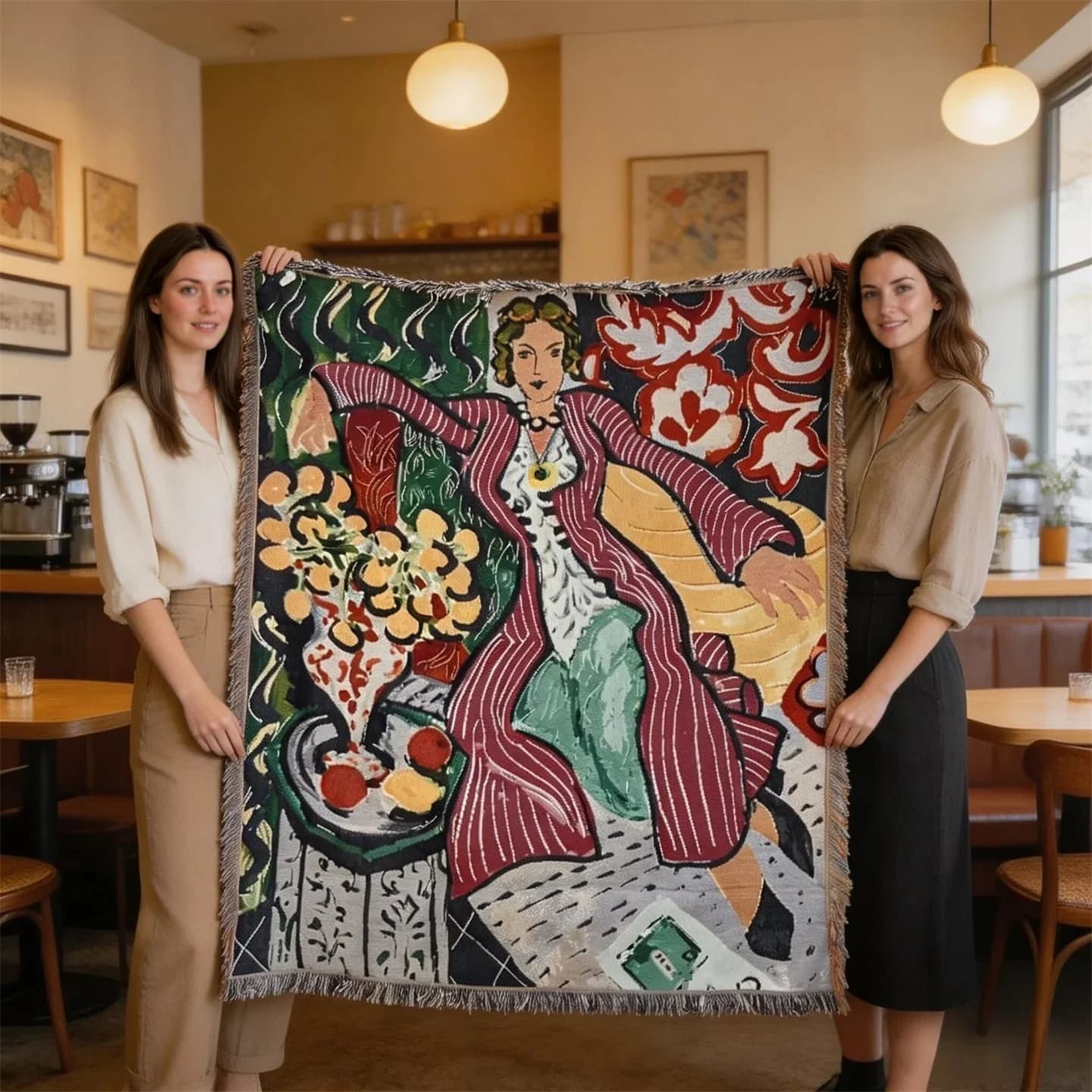 Vävd tapetfilt i Matisse-stil för väggdekoration