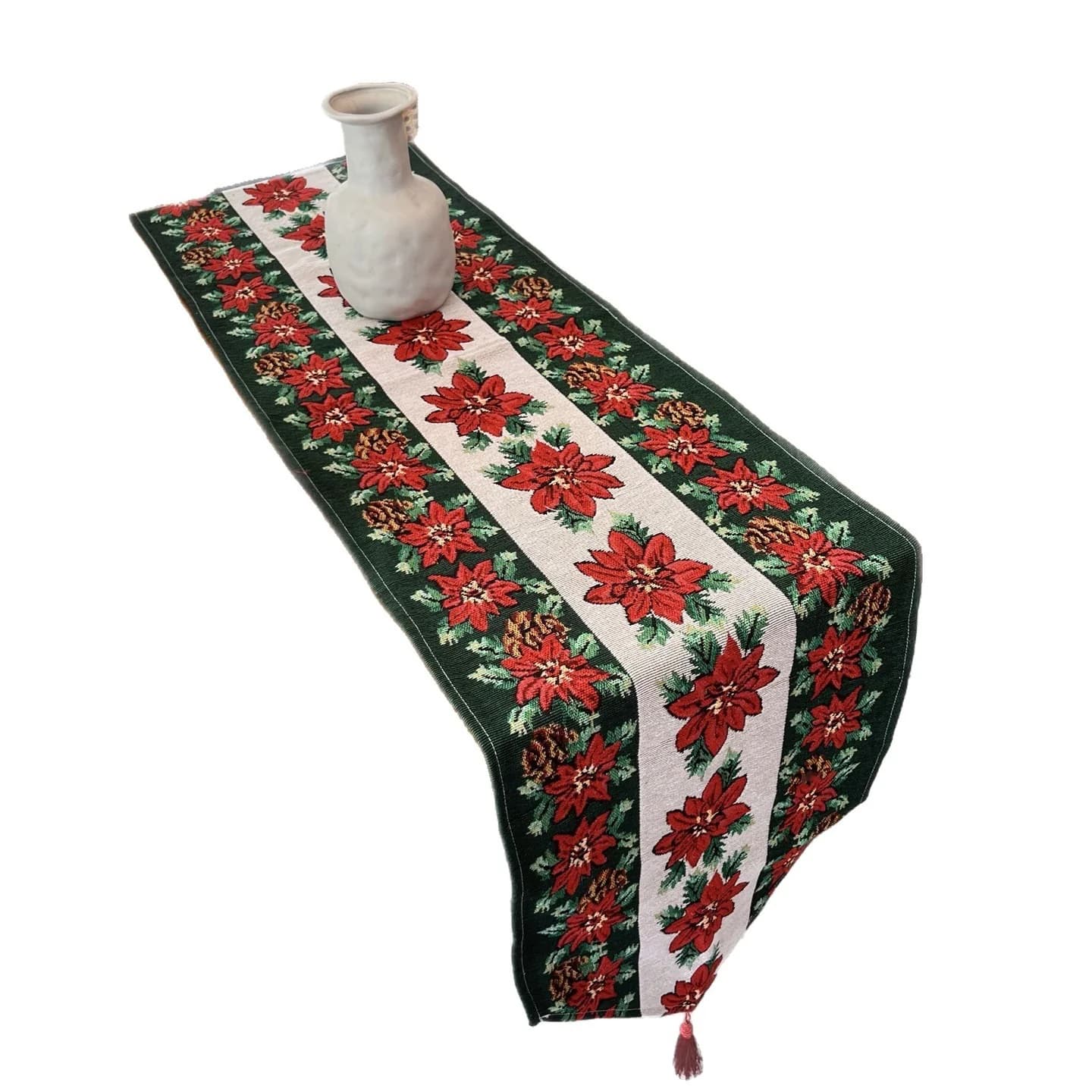Röd blomsterjulbordlöpare