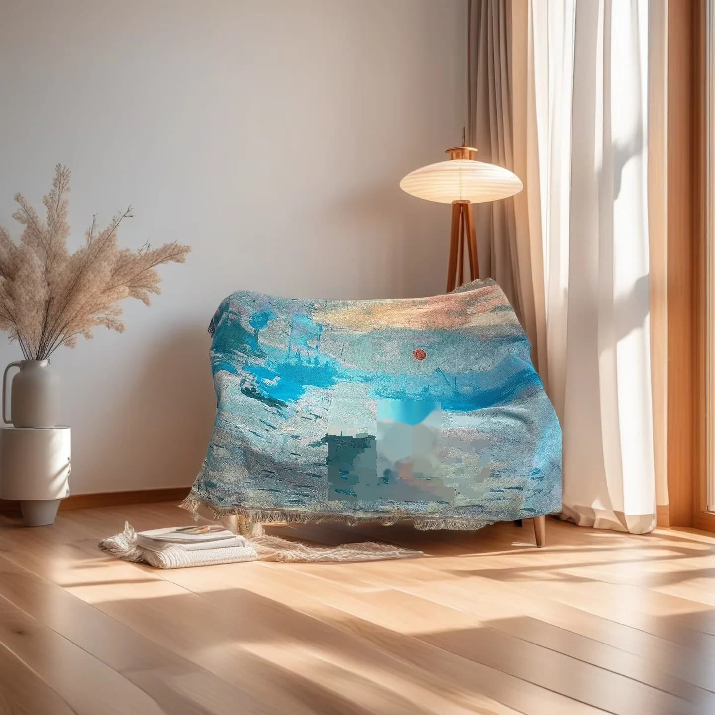 Tapestry-filt i oljemålningstil för soffa och väggdekoration