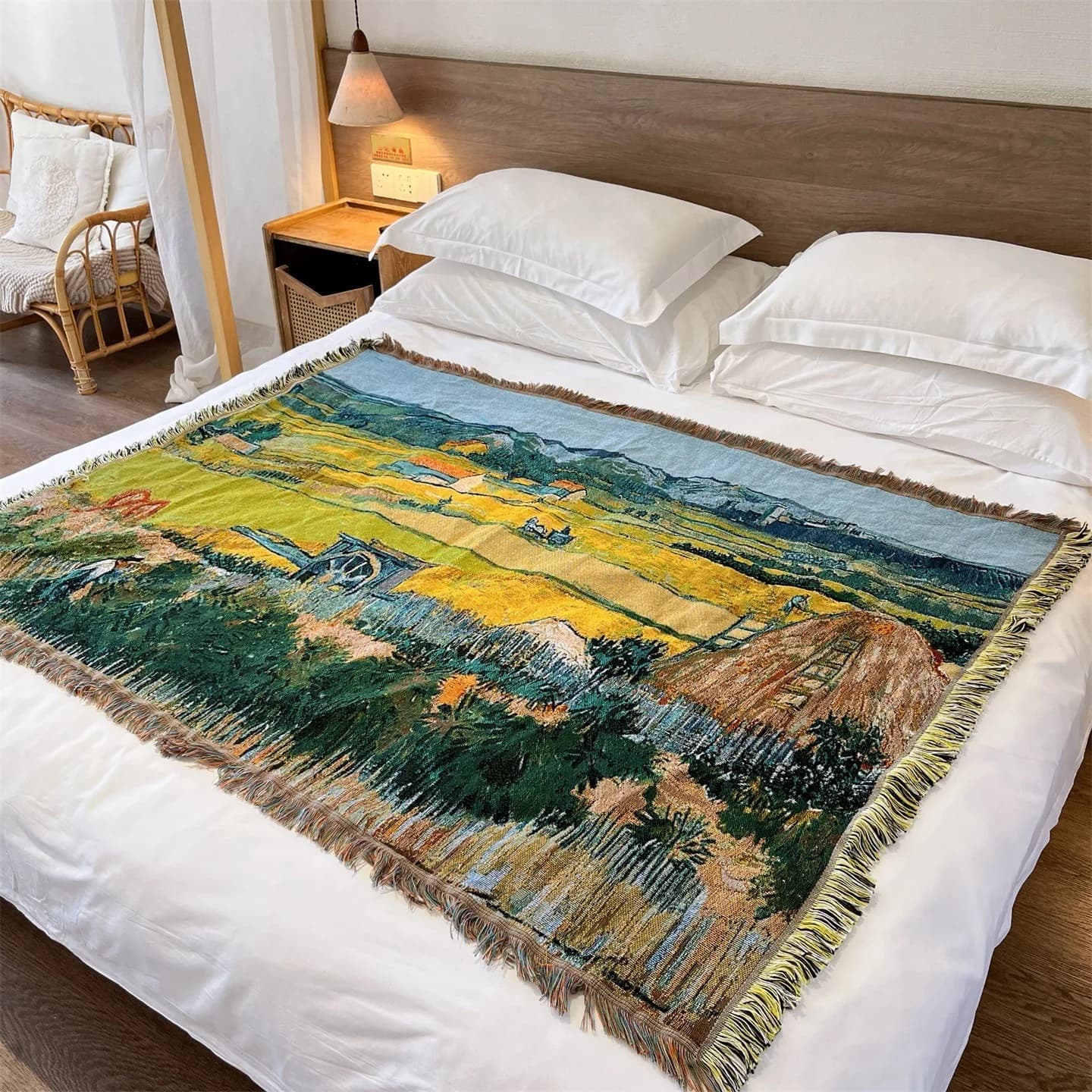 Van Gogh-stil Vävd Kastfilt för Soffa Säng Vägghängning 130x160cm
