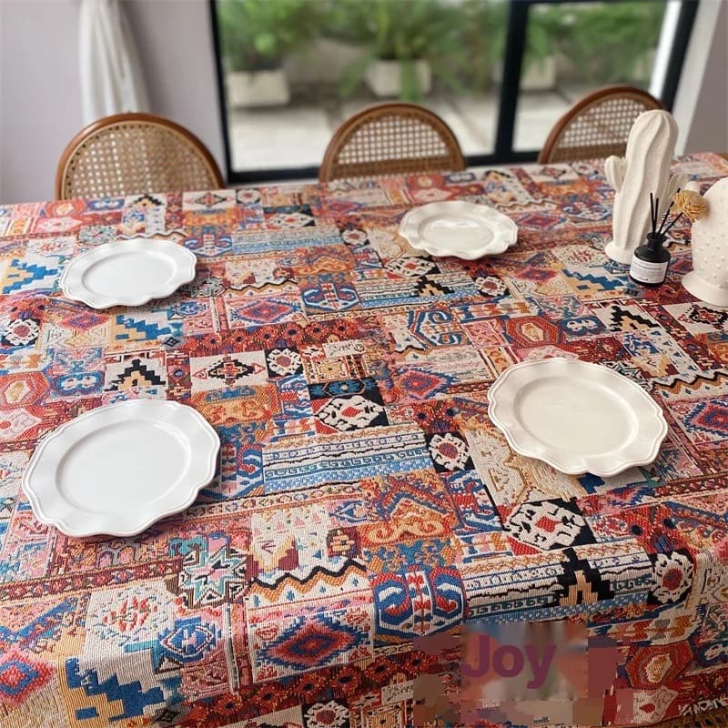 Retro bohemisk duk i jacquard med geometriskt mönster