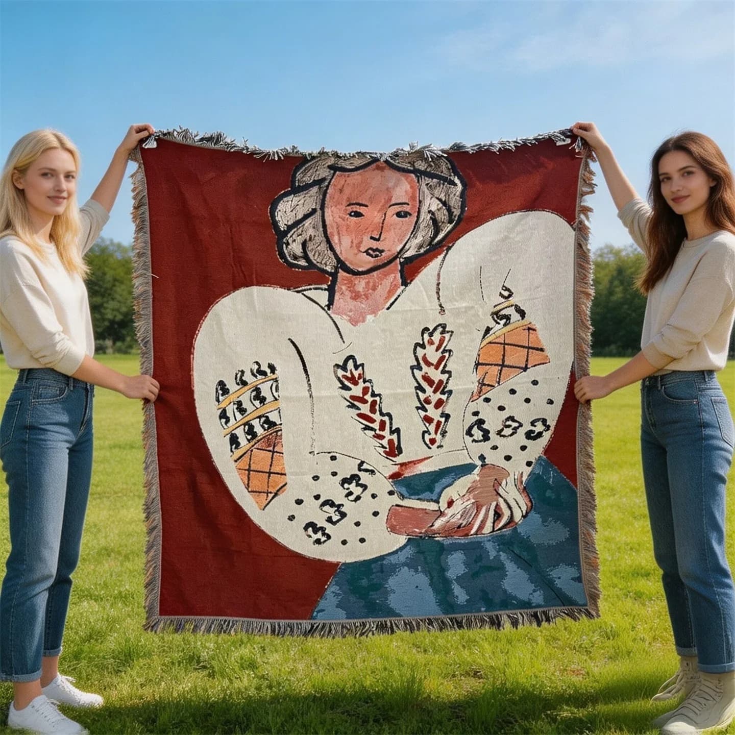 Vävd tapetfilt i Matisse-stil för väggdekoration
