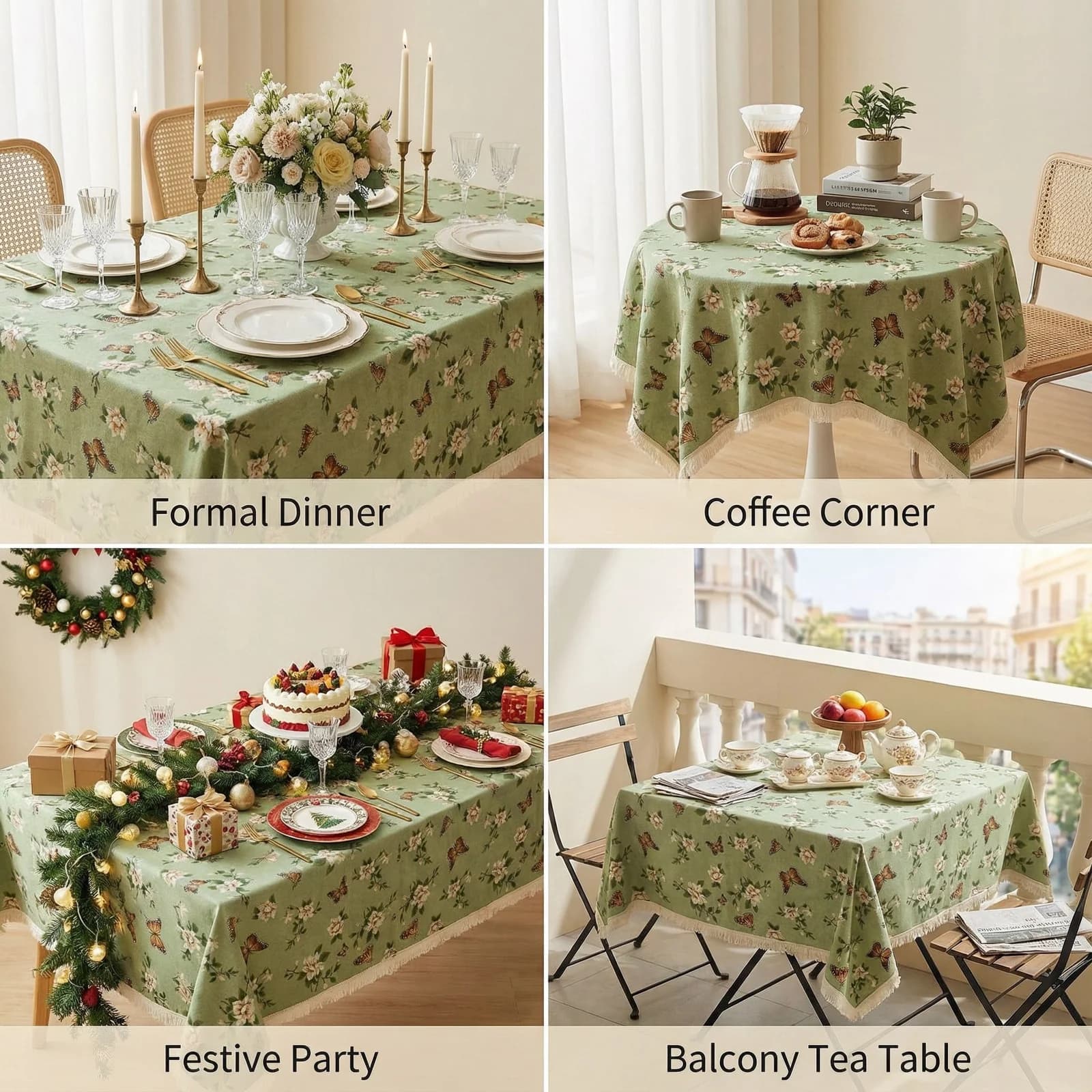 Rustik blommande jacquard-bordslöpare och dukdekoration