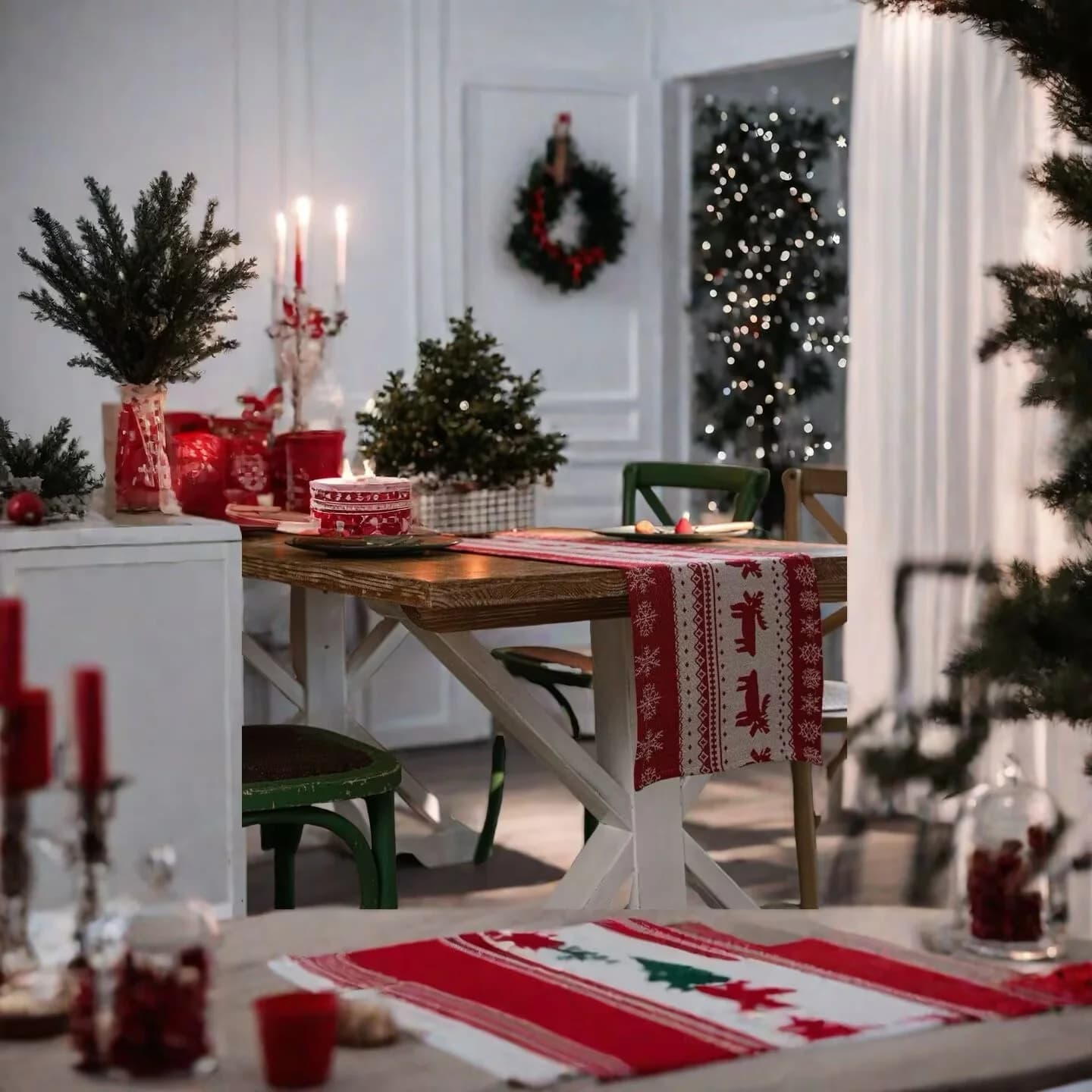 Nordisk Älg Julbordlöpare Festlig Helgdekoration
