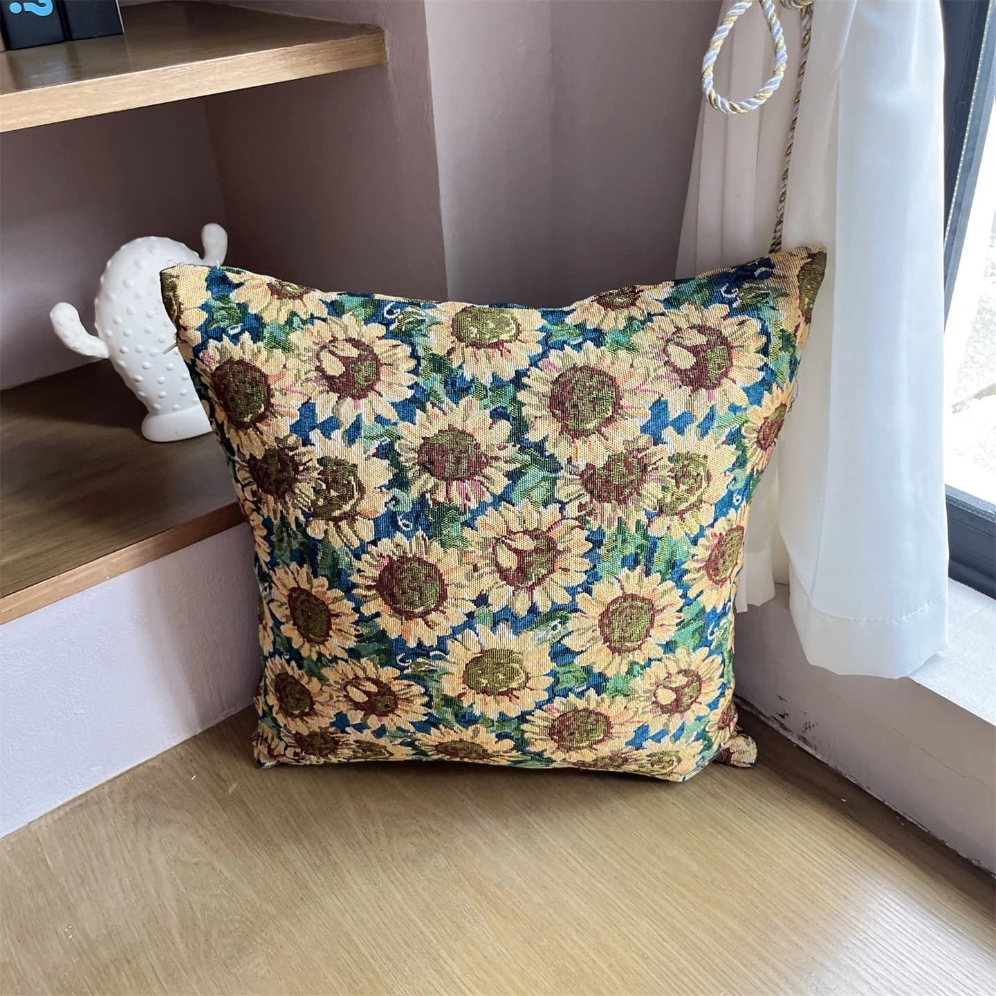 Jacquard-kuddfodral i amerikansk lantstil för soffa